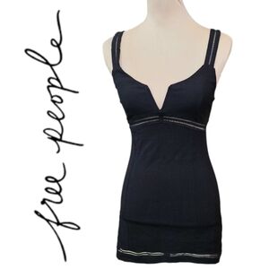 Free People Shimmy V-Neck Mini Dress Top Black Size XS